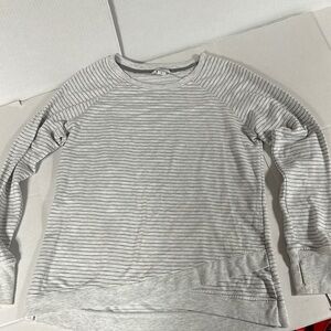 Danskin Gray Striped Long Sleeve Top, thumb holes, SOFT!